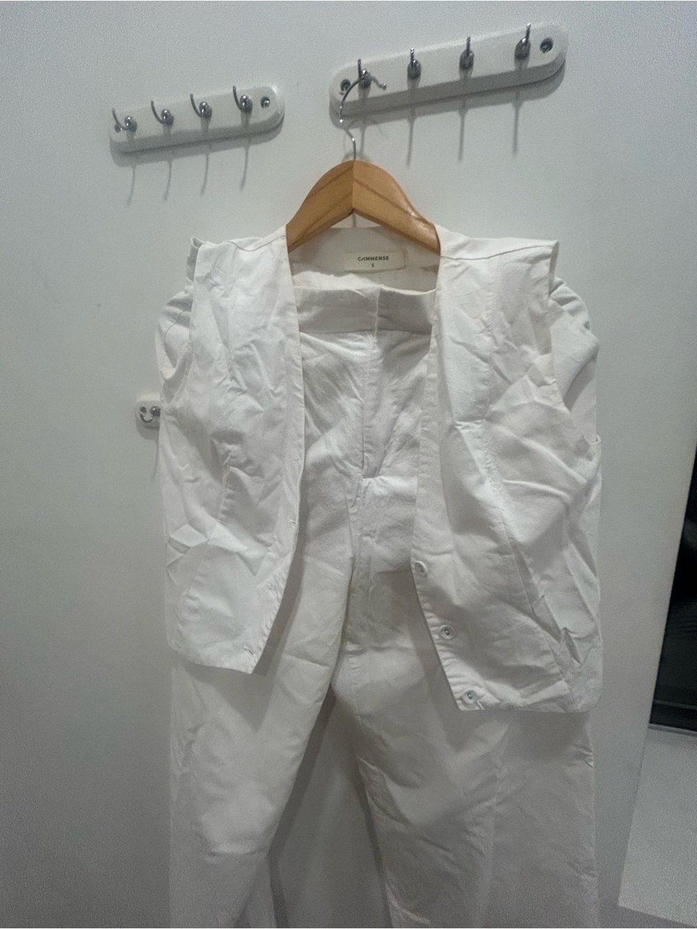 Women's White jacket and pants Set - Classic Minimal Style